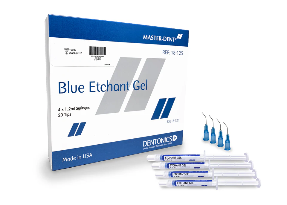 [18-125] MASTER-DENT BLUE ETCH GEL LUER LOCK SYRINGES 4 x 1.2mL W/ 20 TIPS